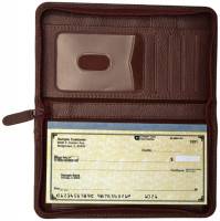 Burgundy Leather Zippered Checkbook Cover | CLZ-BUR01