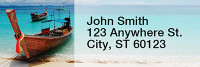 Scenic Tropical Boats Rectangle Address Labels | LRRTRA-87