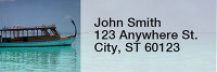 Scenic Tropical Boats Rectangle Address Labels | LRRTRA-87