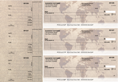 World Map Itemized Payment Business Checks | BU3-CDS26-IPR