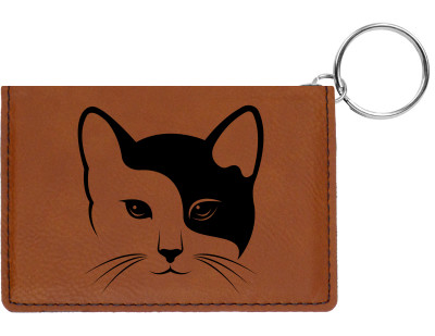 Yin Yang Kitty Engraved Leather Keychain Wallet | KLE-00004