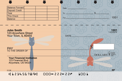 Retro Dragonflies Top Stub Checks | TSANI-008