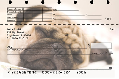 Sleepy Pugs Top Stub Personal Checks | TSDOG-86