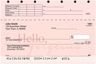 Hello, Gorgeous Top Stub Personal Checks | TSLOV-21