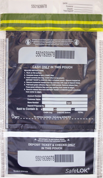 Clear Vertical Twin SafeLok Deposit Bag, 10'' X 15''
