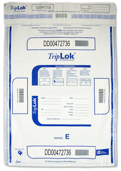 White TripLok Deposit Bag With Pocket, 15'' X 20''