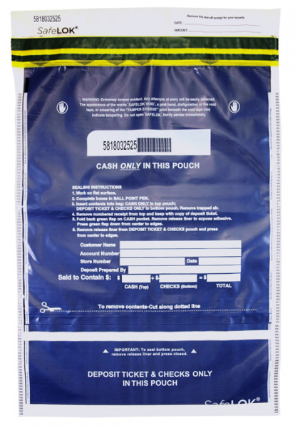 Clear Vertical Twin SafeLok Deposit Bag, 14 X 20