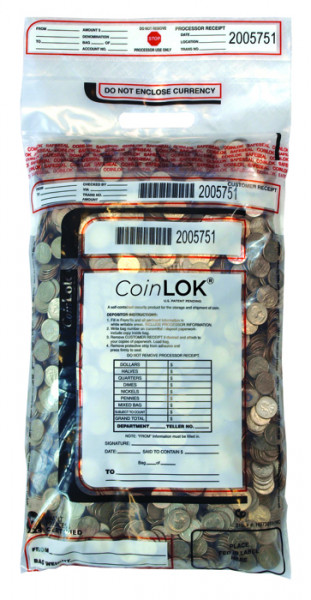 Clear CoinLok Deposit Bag, 12'' X 25''