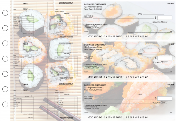 Japanese Cuisine Multi-Purpose Salary Voucher Business Checks | BU3-7CDS06-MPS