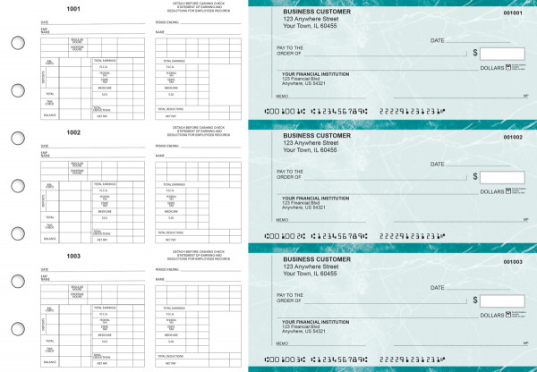 Teal Marble Multi-Purpose Counter Signature Business Checks | BU3-7EMA01-MPC