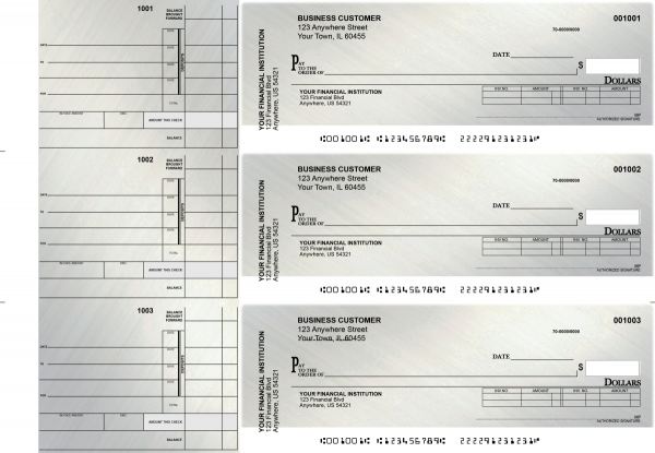 Brushed Metal Invoice Business Checks