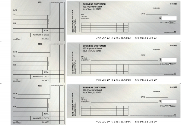 Brushed Metal Standard Invoice Business Checks