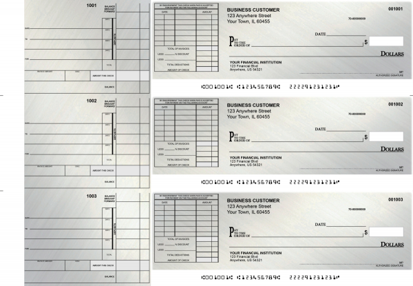 Brushed Metal Itemized Invoice Business Checks