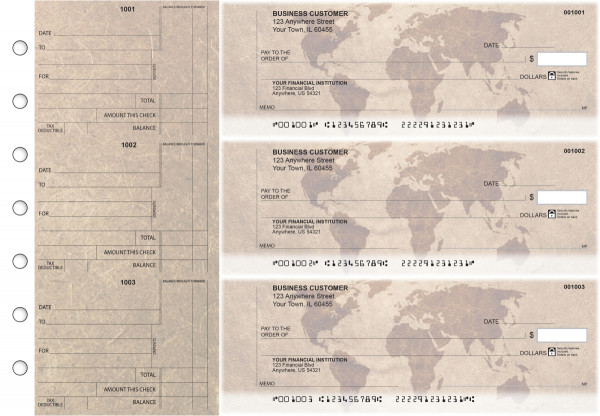 World Map Standard Counter Signature Business Checks