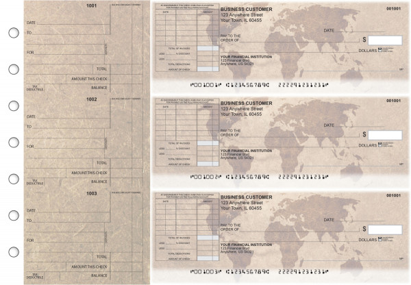 World Map Standard Itemized Invoice Business Checks