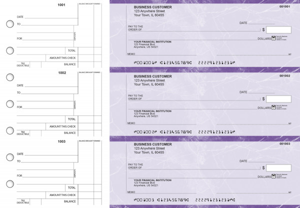 Purple Marble Standard Counter Signature Business Checks | BU3-UMA01-SCS