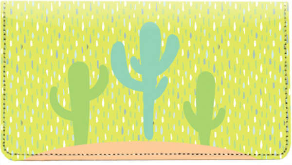 Colorful Cacti Leather Checkbook Cover