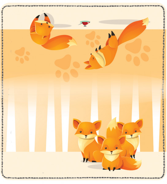 Playful Foxes Leather Checkbook Cover