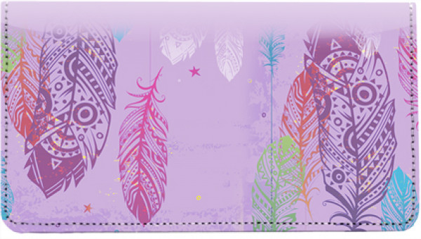 Painted Feathers Leather Checkbook Cover | CDP-FUN99