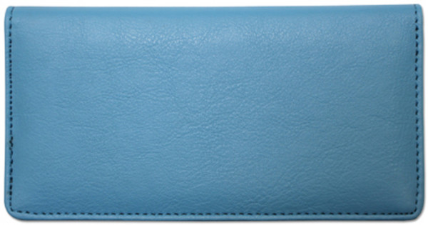 Light Blue Textured Leather Checkbook Cover
