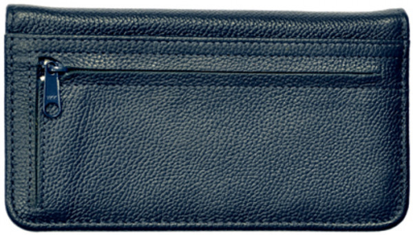 Blue Leather Zippered Checkbook Cover