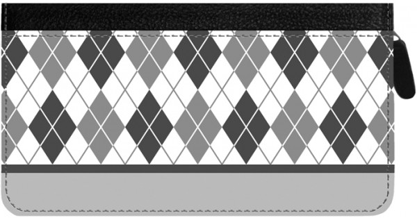 Argyle New Black and White Zippered Checkbook Cover