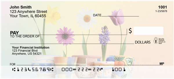 Spring Pots & Flowers Personal Checks | FLO-42