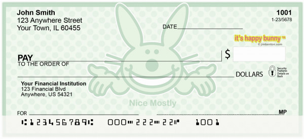It's Happy Bunny Nice Mostly Personal Checks