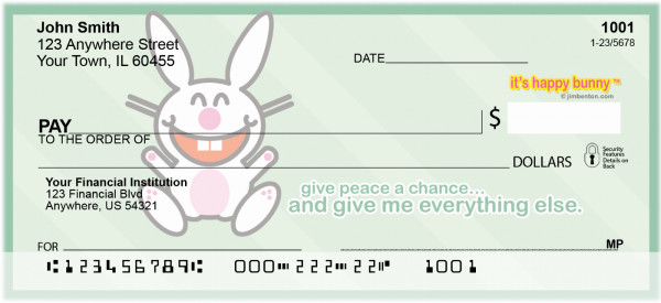 Give Peace A Chance It's Happy Bunny Personal Checks | IHB-16