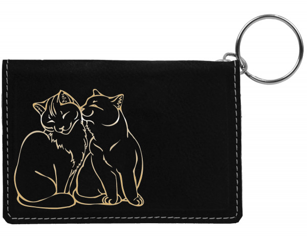 Purrfect Love Engraved Leather Keychain Wallet
