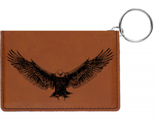 American Eagle Engraved Leather Keychain Wallet