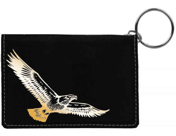 Soaring Eagle Engraved Leather Keychain Wallet | KLE-00010