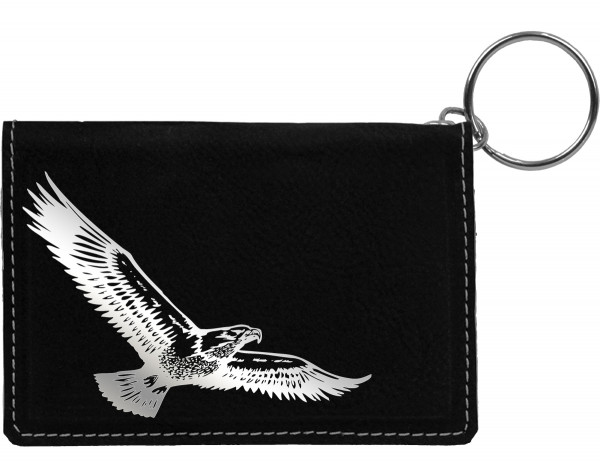 Soaring Eagle Engraved Leather Keychain Wallet
