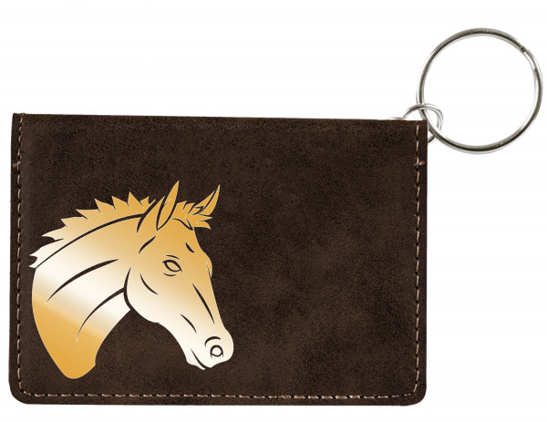 Majestic Horse Engraved Leather Keychain Wallet