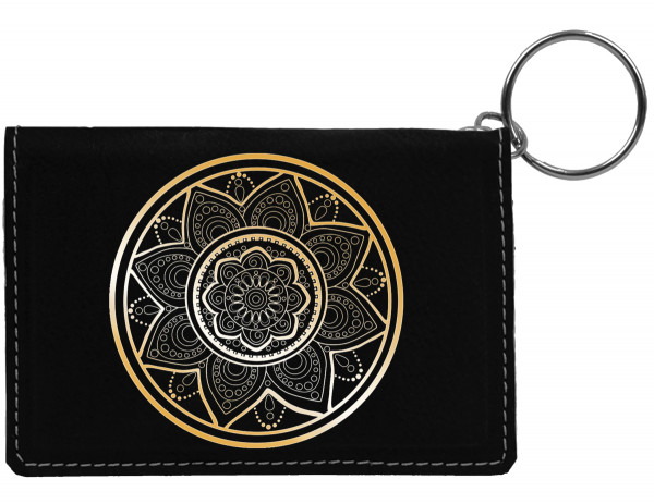 Mandala Engraved Leather Keychain Wallet