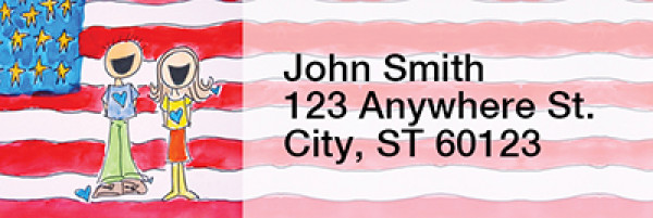 Patriotic Rectangle Address Labels by Amy S. Petrik