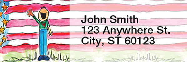 Patriotic Rectangle Address Labels By Amy S. Petrik