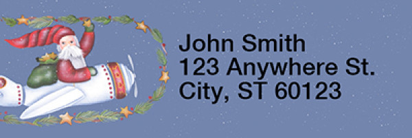 Santas on the Way Narrow Address Labels by Lorrie Weber
