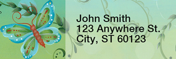 Butterfly Swirls Narrow Address Labels by Lorrie Weber | LRRJHS-25