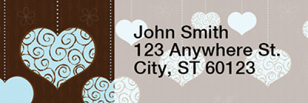 Hanging Hearts Narrow Address Labels | LRRLOV-13