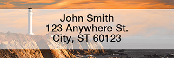 Lighthouses at Sunset Rectangle Address Labels | LRSCE-79