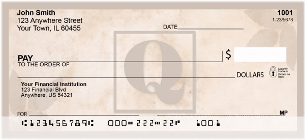 Simplistic Monogram 'Q' Personal Checks | MONO-01Q