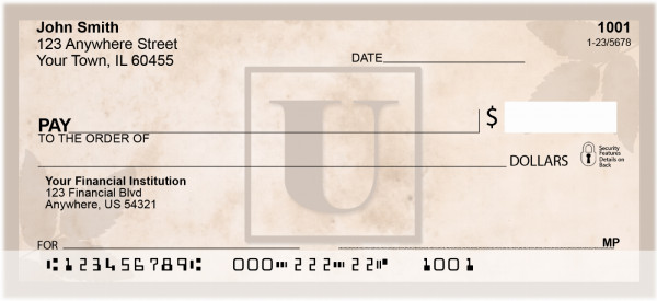 Simplistic Monogram 'U' Personal Checks