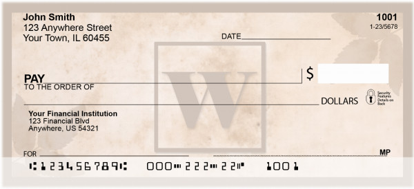 Simplistic Monogram 'W' Personal Checks