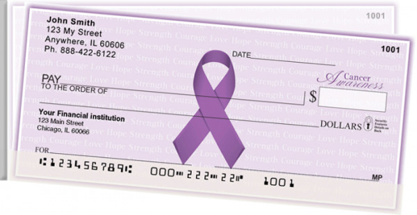 Cancer Awareness Ribbon Side Tear Personal Checks | STRIB-14