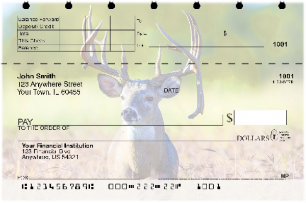 Big Horned Buck Deer Top Stub Personal Checks